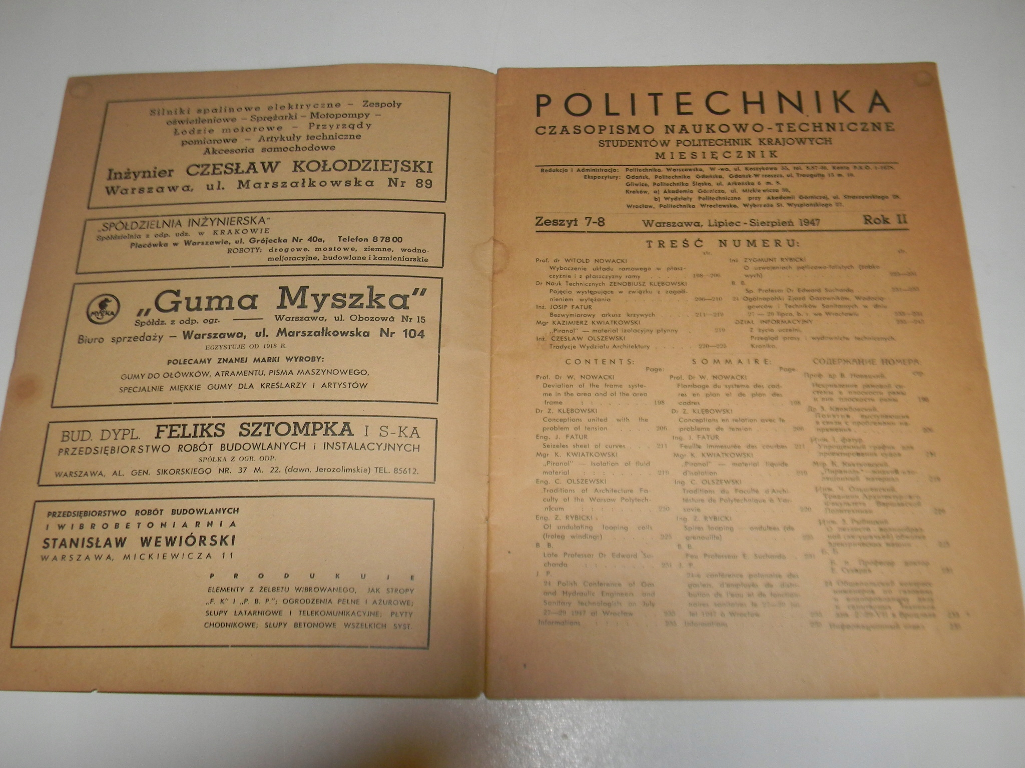 Czasopismo Naukowo Techniczne Politechnika nr 7-8 Język publikacji polski