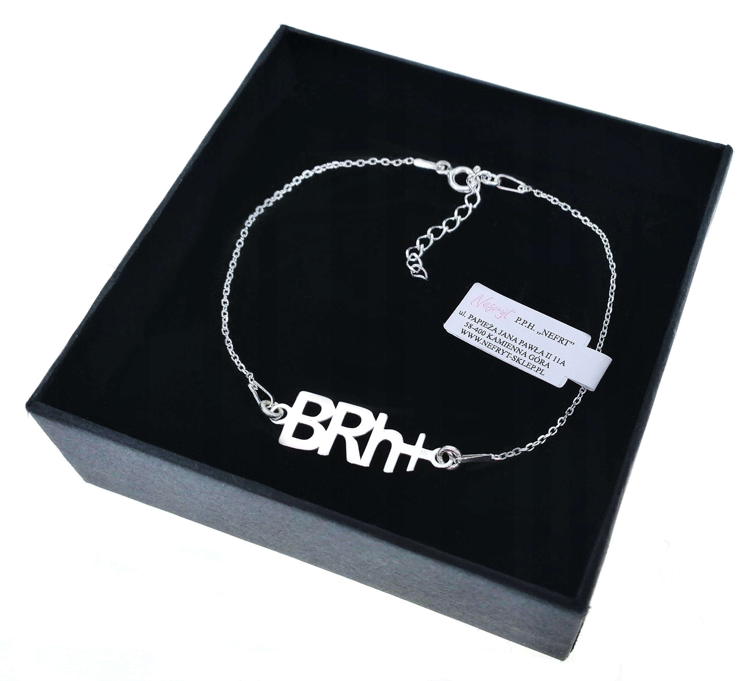 

Bransoletka srebrna grupa krwi B Rh-