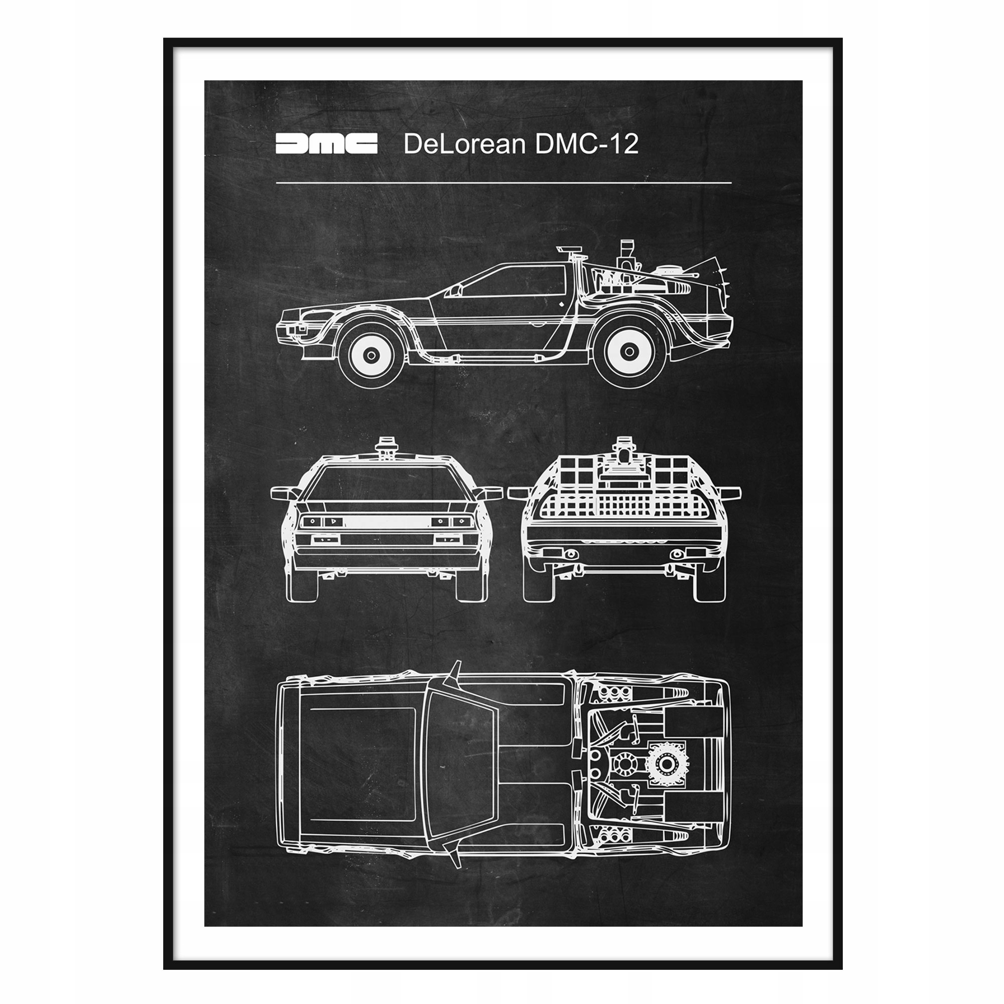 Plagát DeLorean DMC-12 BttF Retro patentová schéma
