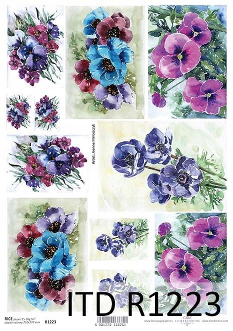 Papier Ryżowy R1223 z włoskami A4 decoupage