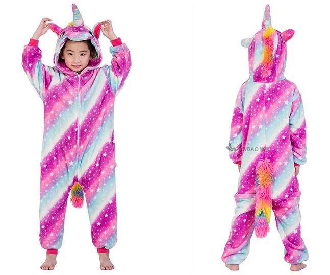 PIŻAMA STRÓJ KIGURUMI JEDNOROŻEC PRZEBRANIE JEDNOROŻCA DLA DZIECI 128-134 Rodzaj onesie (kombinezon)