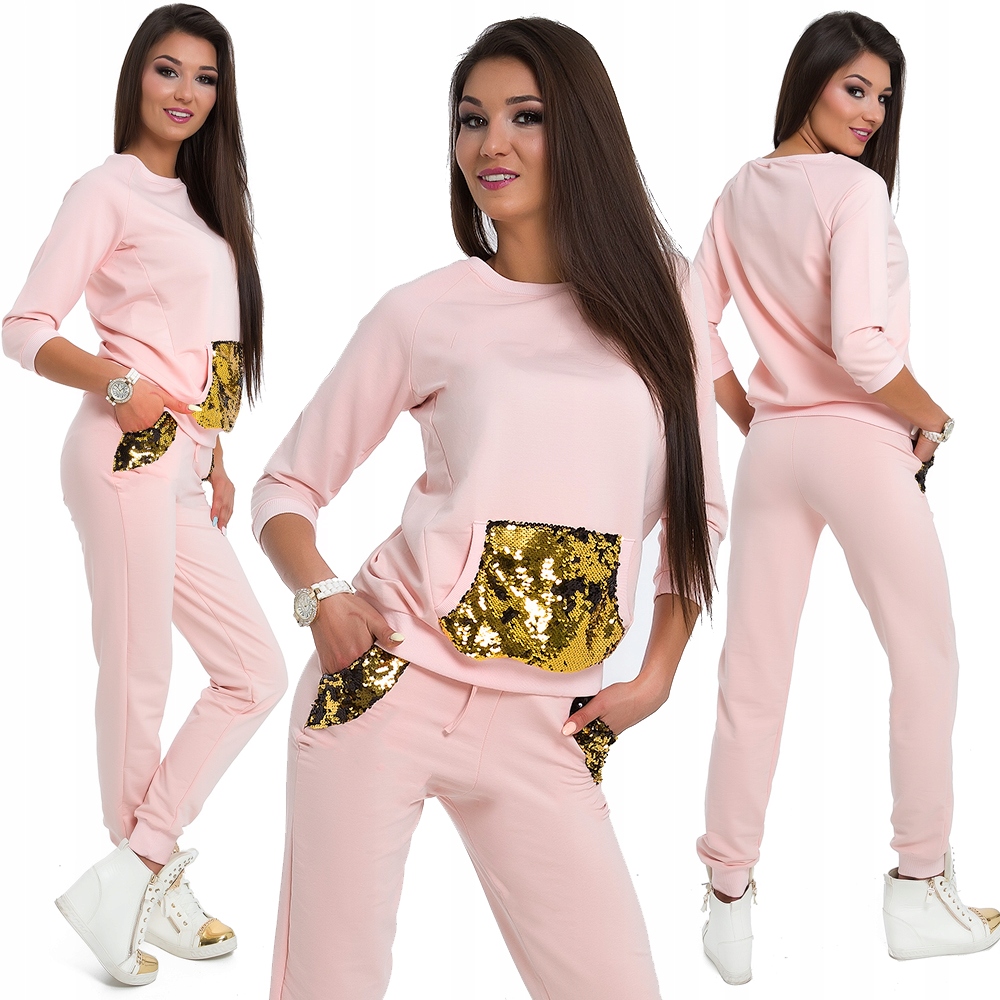 653__roz._M__DRES BLUZA SPODNIE ŚCIĄGACZE CEKINY Marka inna
