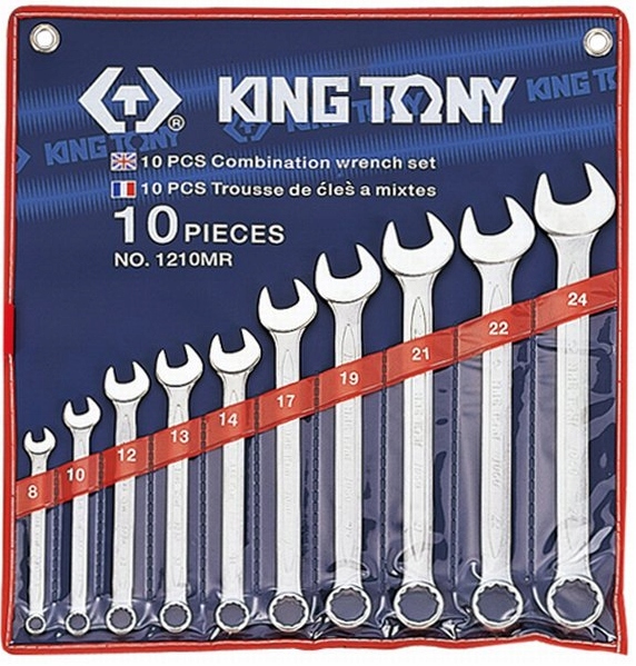 Očkoploché kľúče 10-24 mm 10ks Puzdro King Tony 1210MR
