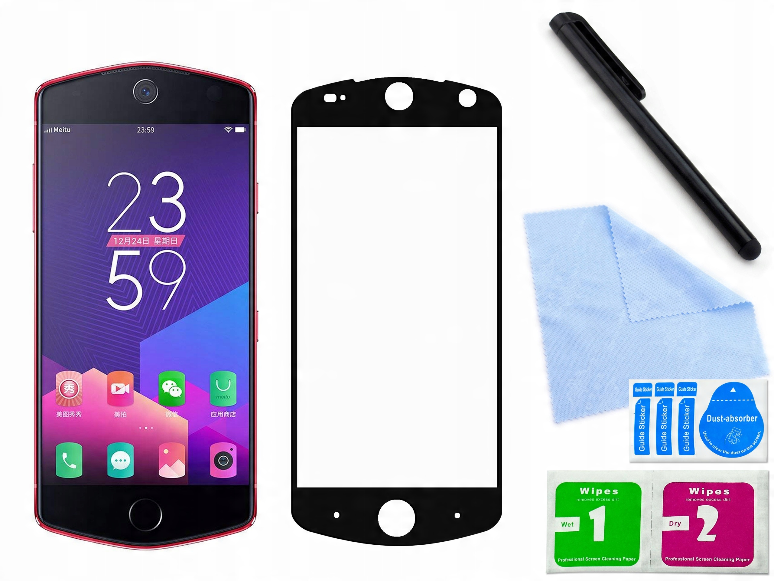 

Zaokršglone szkło hartowane tel do Meitu M8 Czarne