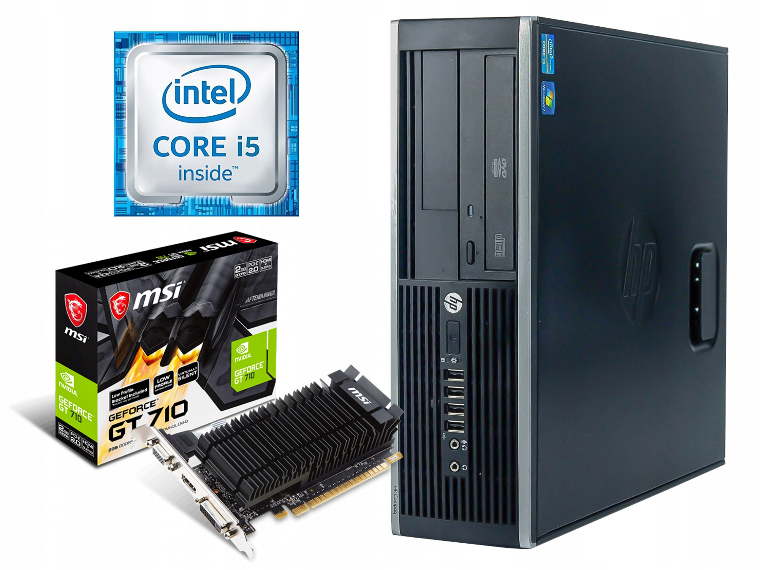Komputer PC do gier HP Core i5 12GB SSD + MSI 2GB