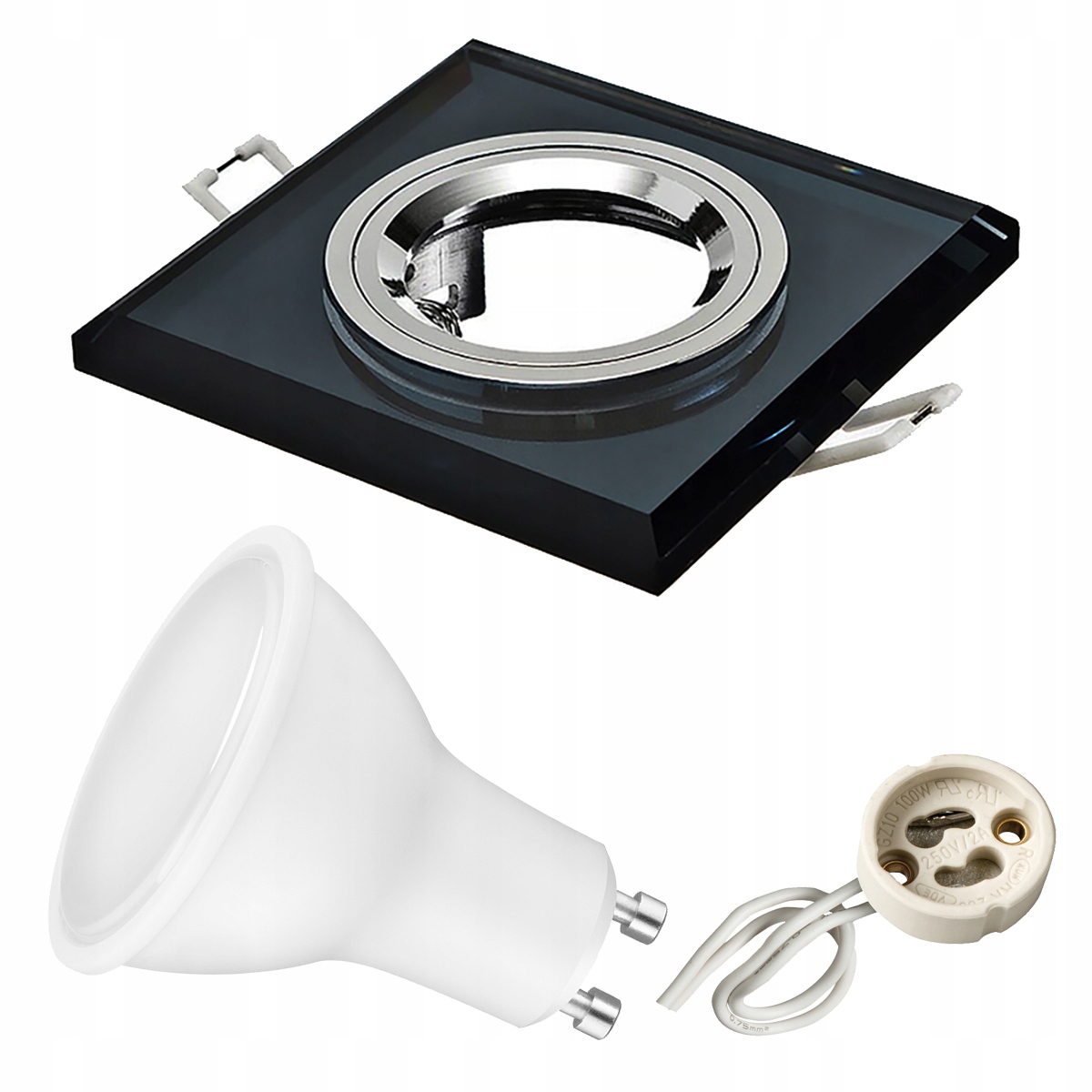 

Zestaw oprawa halogenowa Szklana kw+ Led GU10 3,5W