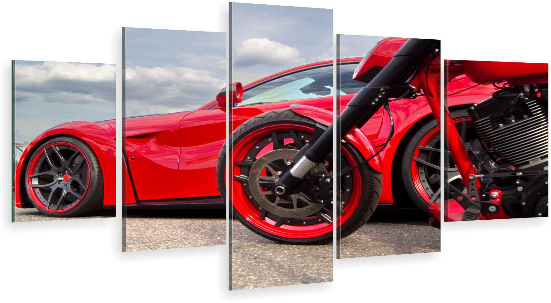 

Tryptyk 5-CZĘŚCI Na Ścianę Czerwone Auto Motor