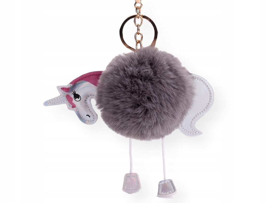 

Brelok Unicorn Futrzany Pompon Jednorożec Kolory