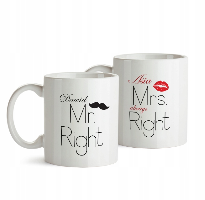 

2 kubki Na Ślub Mr & Mrs Right imiona!