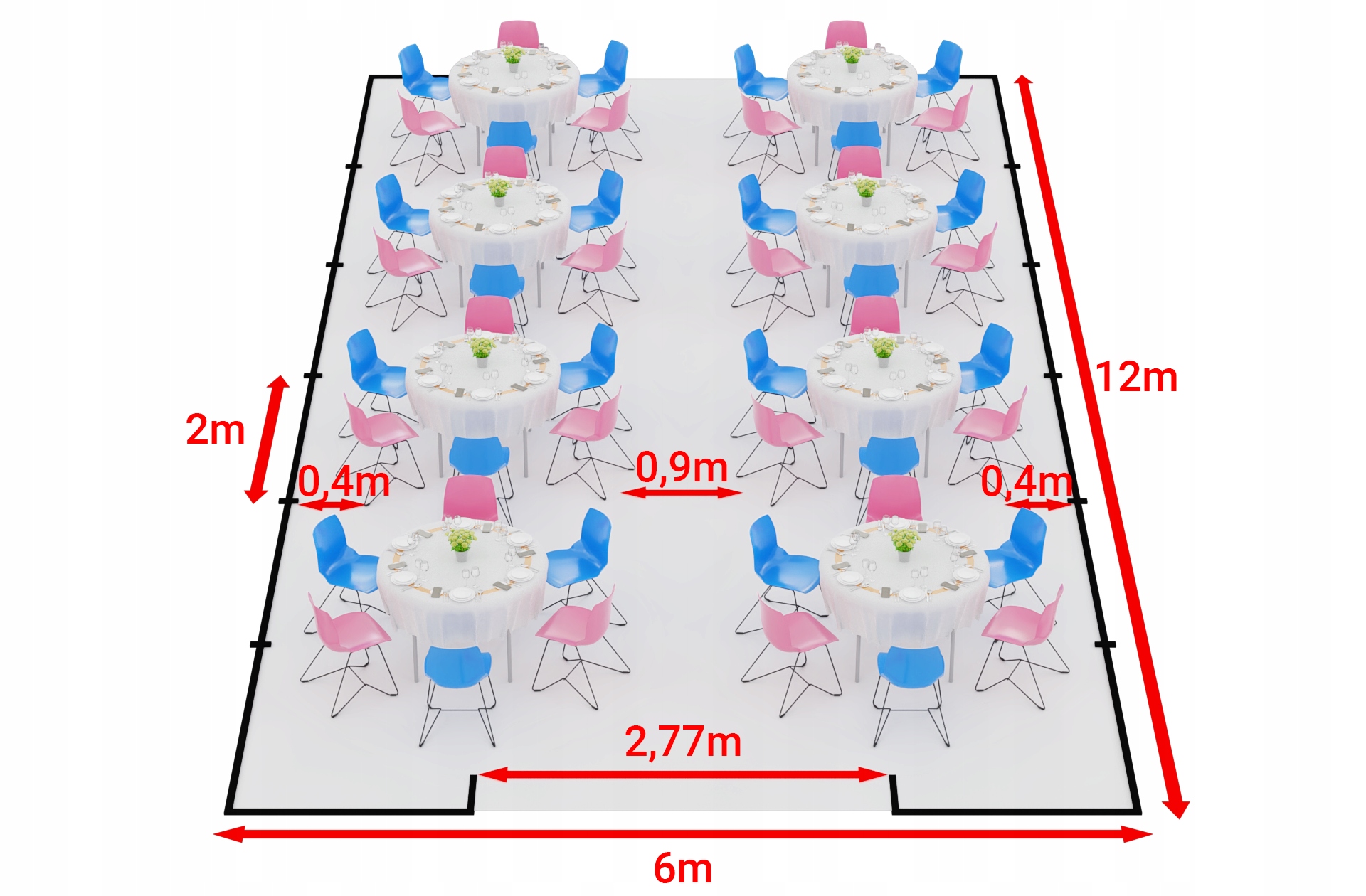 6x12m 2-3,09m Namiot imprezowy handlowy ogrodowy Wysokość 3.09 m