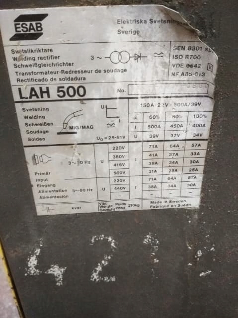 SPAWARKA MIGOMAT ESAB LAH 500 Kod producenta LAh550