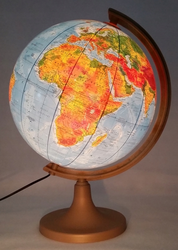 Globus 320mm PODŚWIETLANY 2w1 strefy czasowe HIT Marka Inna