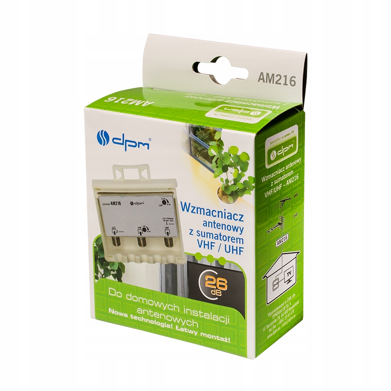 WZMACNIACZ ANTENOWY Z SUMATOREM VHF+UHF AM216 Model AM216
