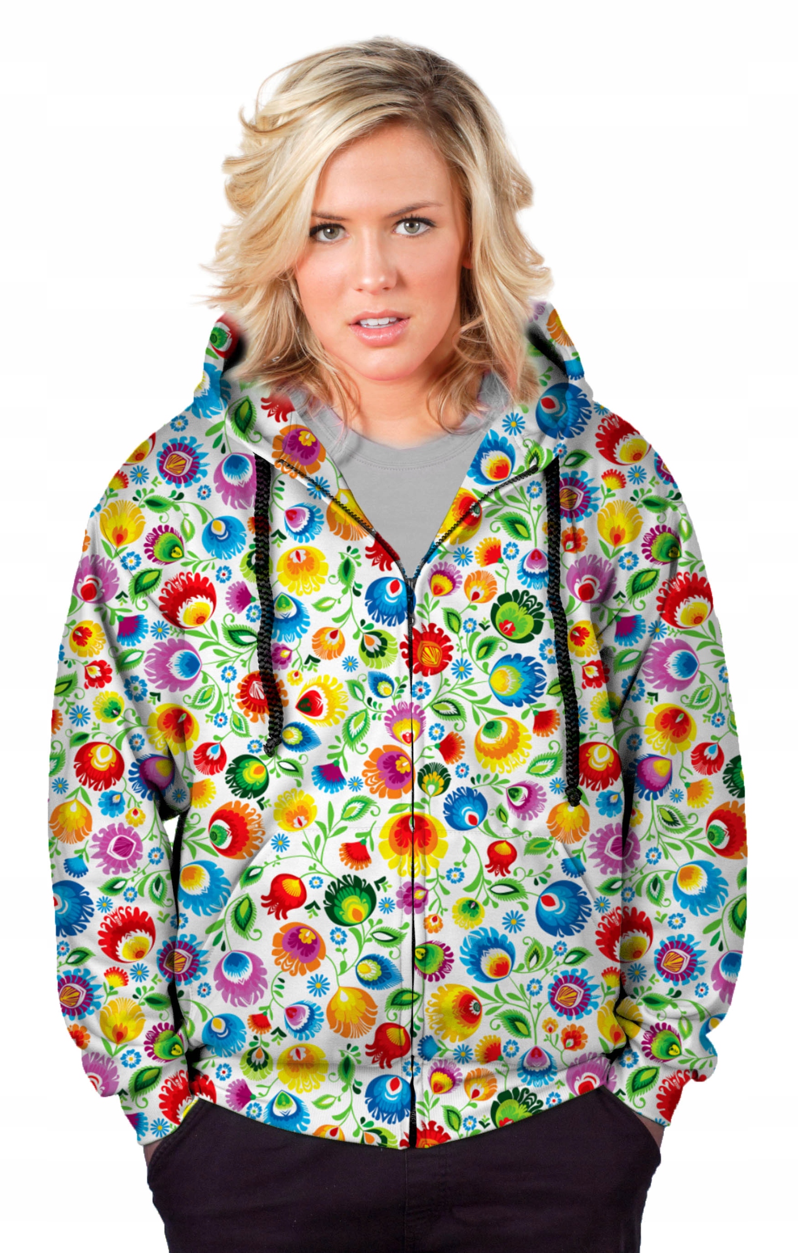 

Bluza Damska Zamek Print XXL Folklor Łowicki Modna