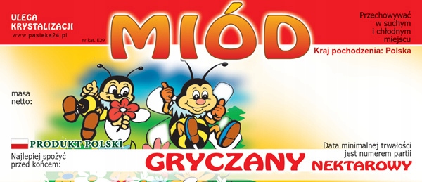 

Etykieta na miód Gryczany 100 szt gryka etykiety