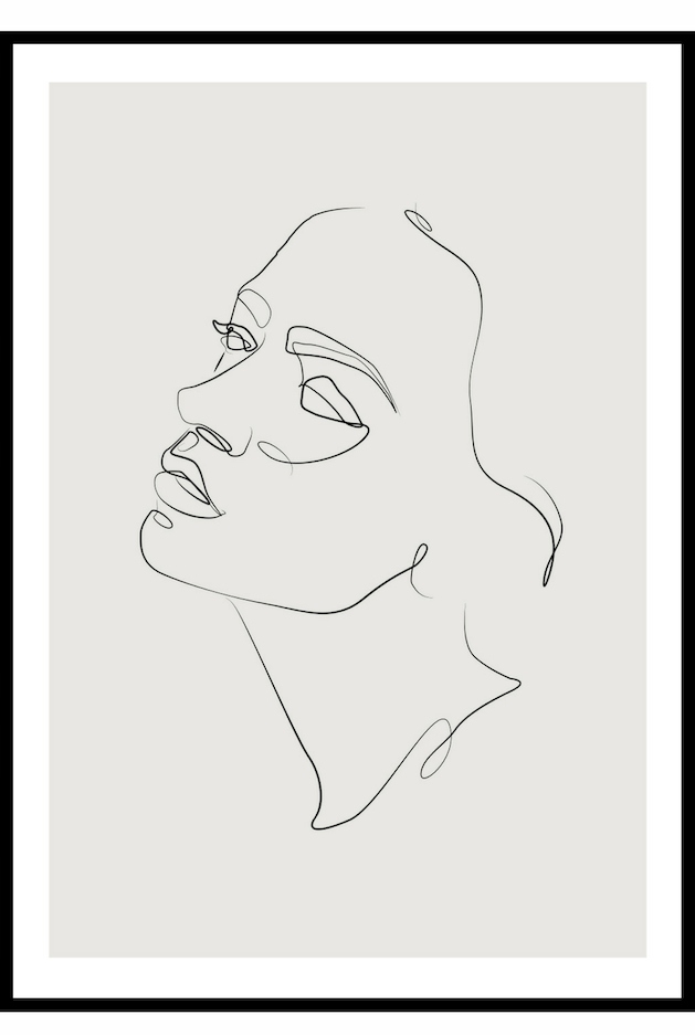 

30x40 plakat, grafika, linia, portret, one line