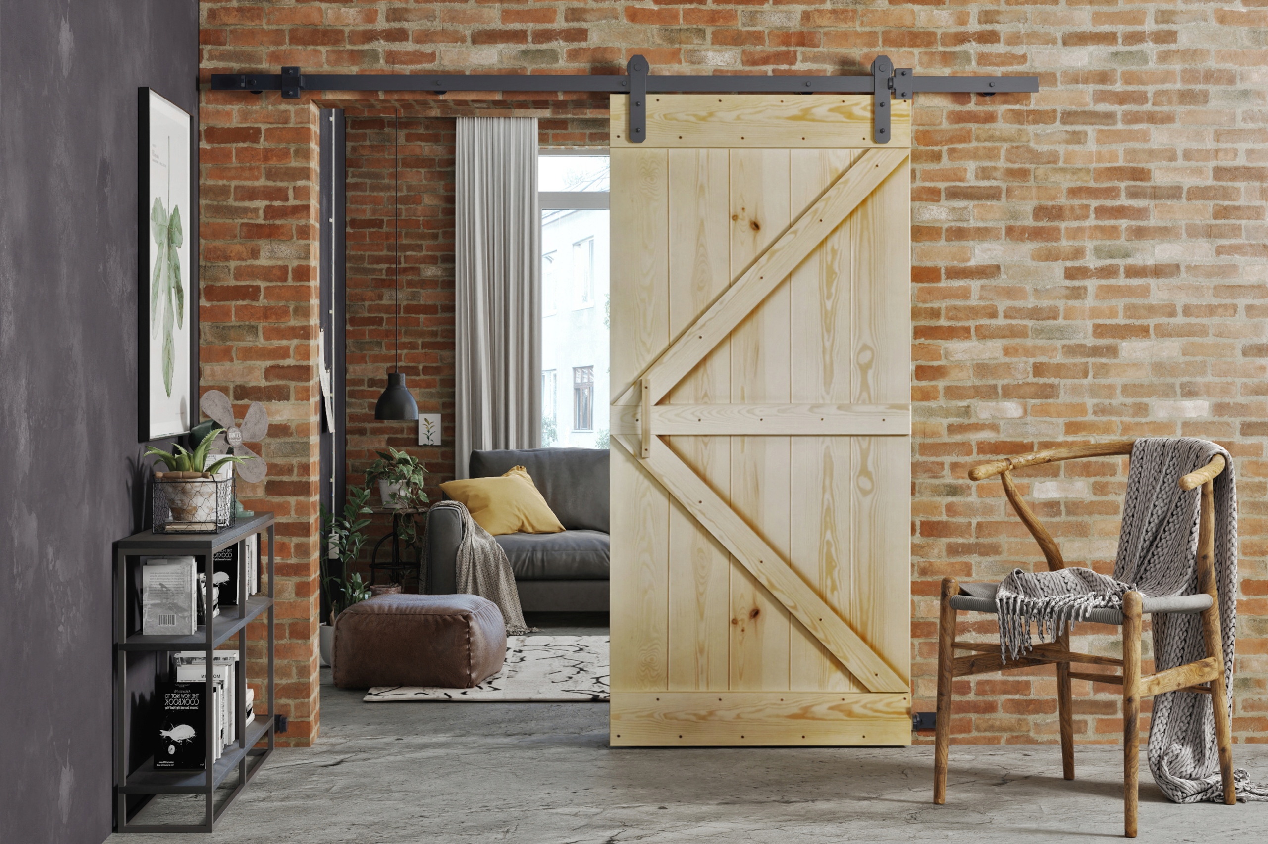 Drzwi przesuwne drewniane RUST 100 naścienne loft Marka Kier