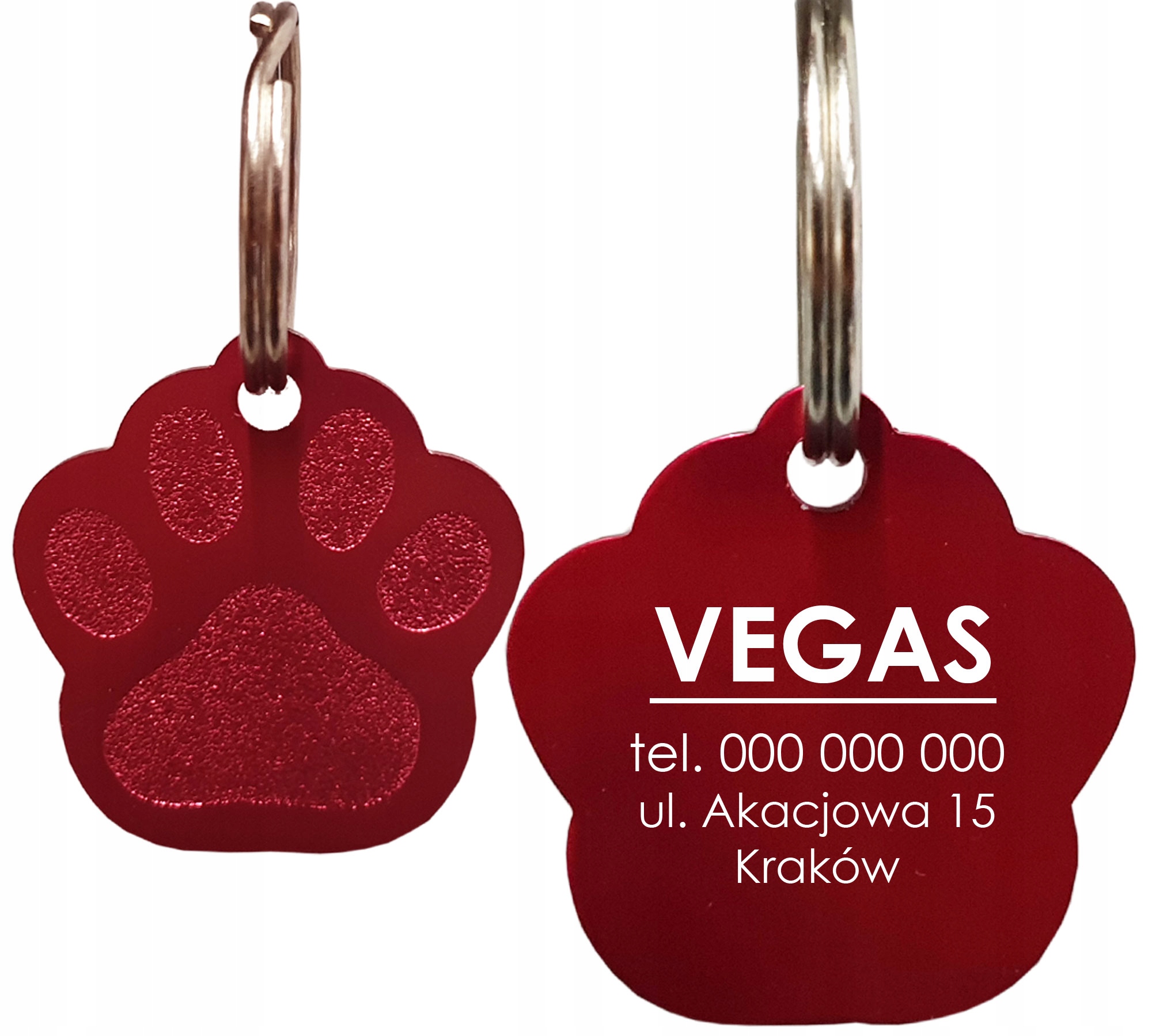 

Metalowy Identyfikator zawieszka adresówka Łapa Bo