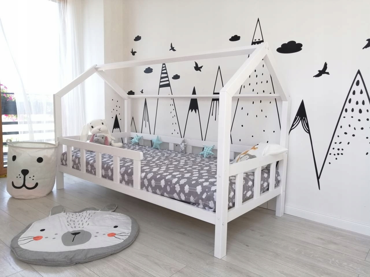 Łóżko Domek biały 80x160 płotek + stelaż gratis Kod producenta 2