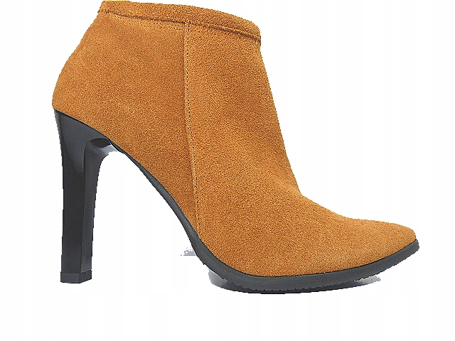 Červené kožené zateplené kotníkové boty na silném podpatku, deka J.w 39