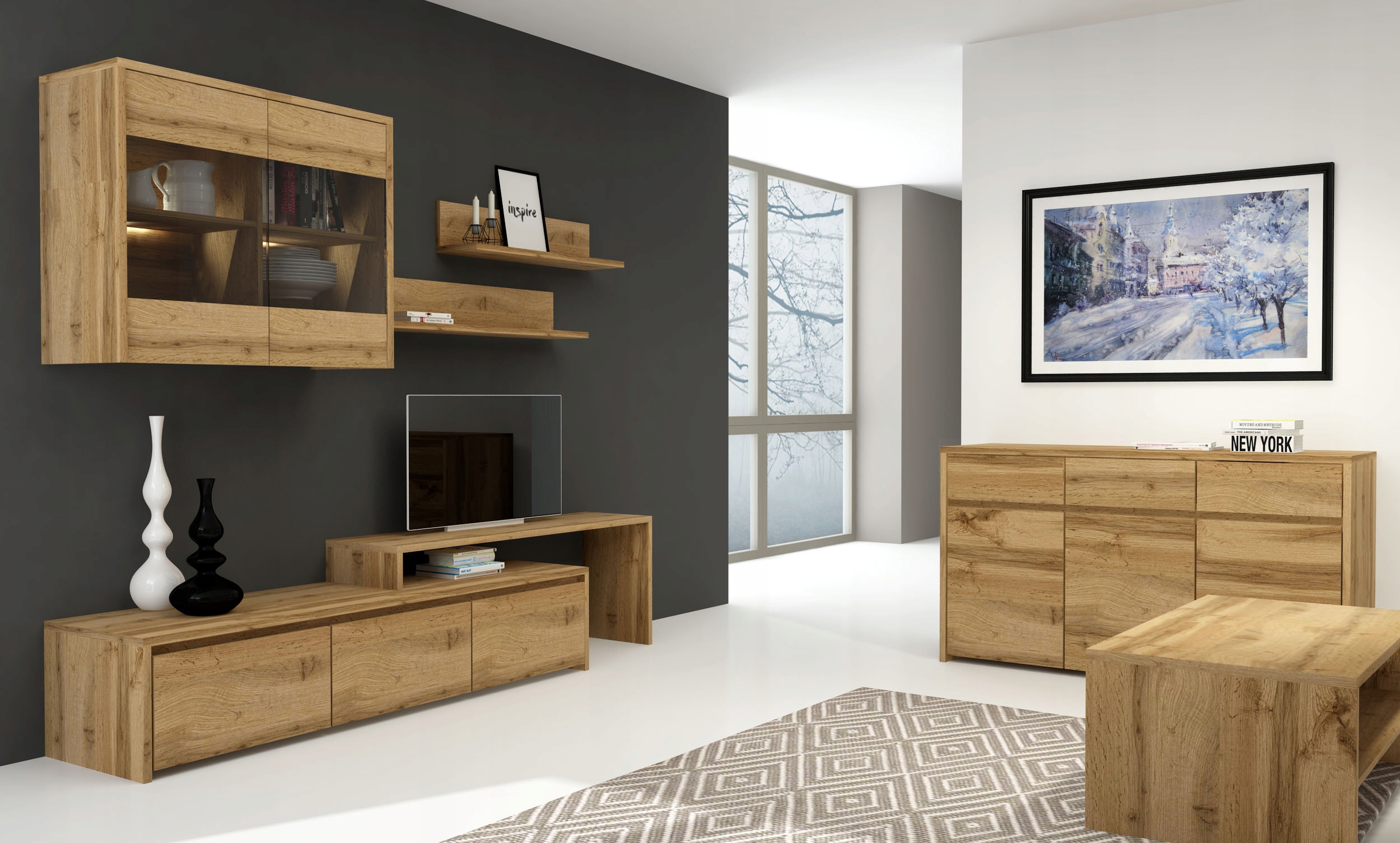 TAHOE MEBLE WITRYNA TA-8 dąb wotan Bogfran Marka Liveo Meble