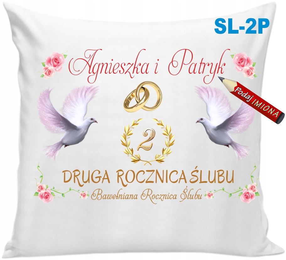 

Poduszka z Imionami 2 Druga Rocznica Ślubu