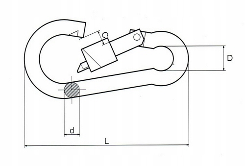 Karabińczyk strażacki Z ZABEZPIECZENIEM 4x40 40mm Ocynk Marka inna