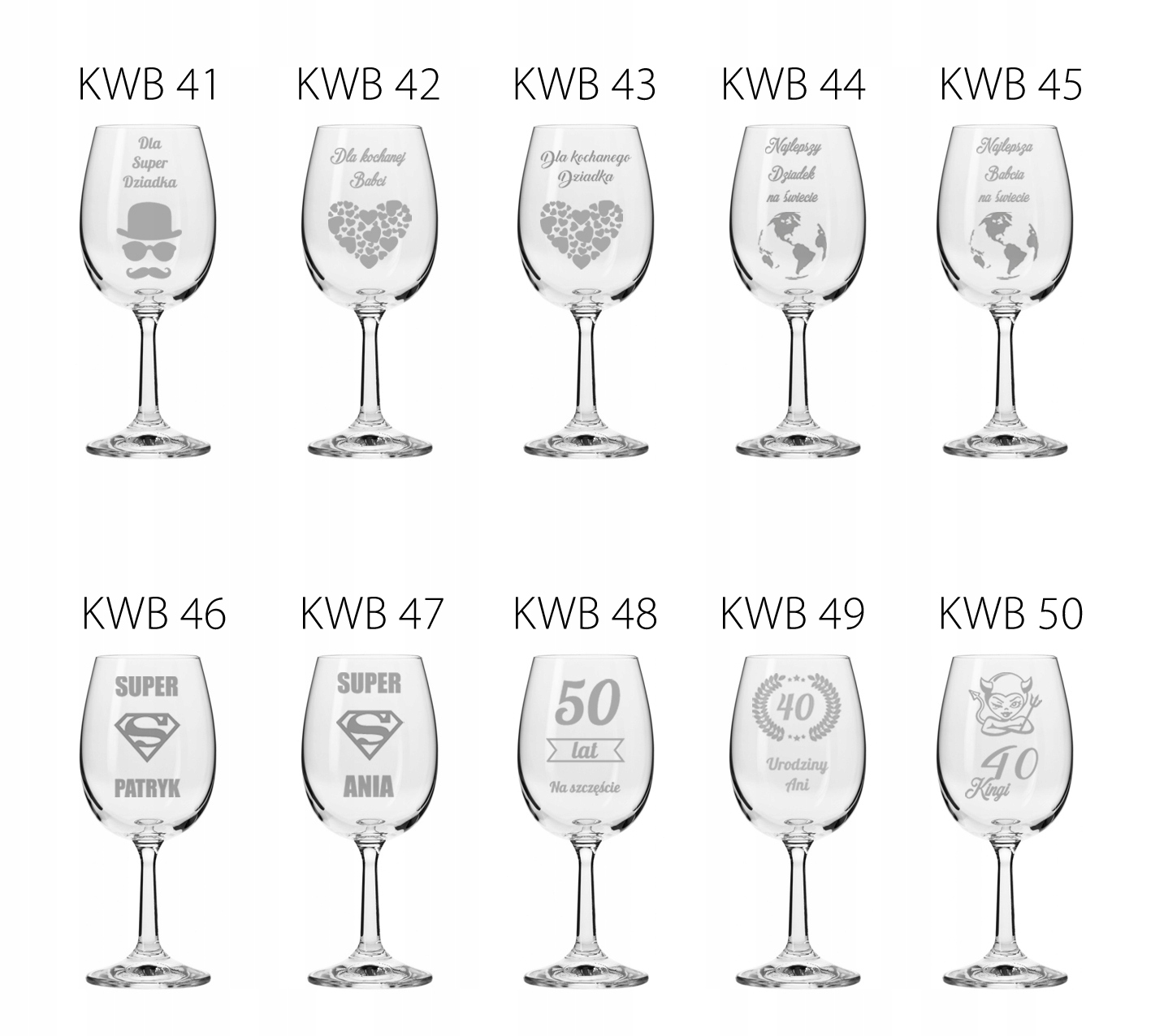 KIELISZKI DO WINA Z GRAWEREM NA ŚLUB PREZENT 250ml Cechy dodatkowe możliwość wykonania graweru/napisu