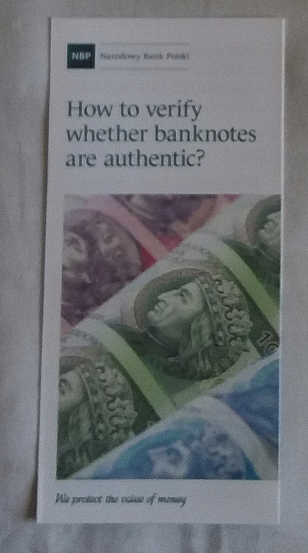 Folder do banknotu - autentyczność banknotów ang