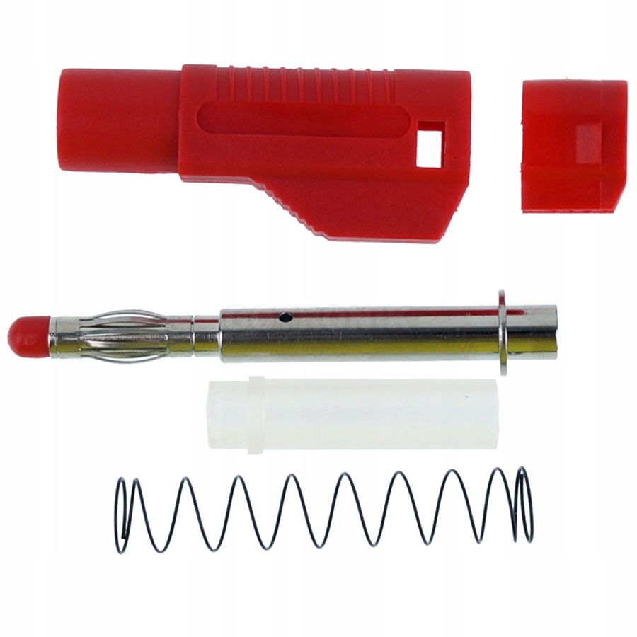 Wtyk banan 4mm prosty czerwony Amass 25.450.1