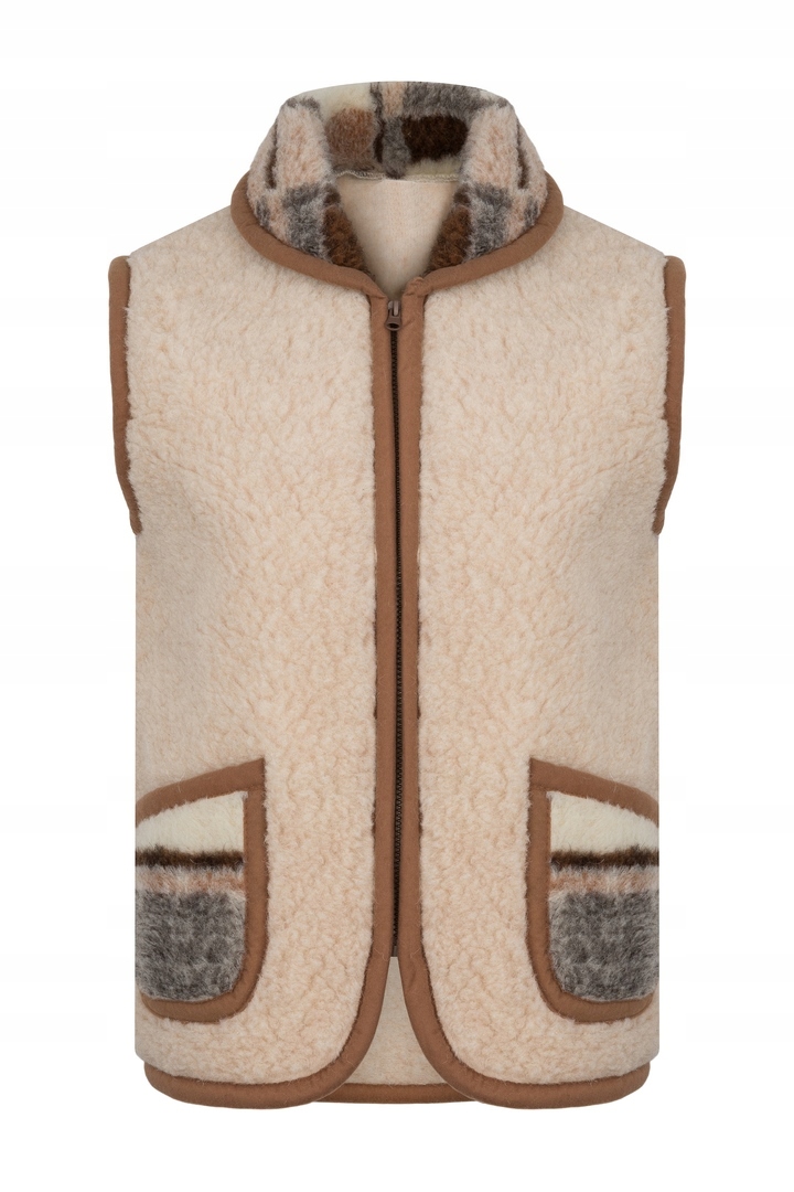 KAMIZELKA WEŁNIANA Z KOŁNIERZYKIEM, MERYNOS, 3XL Rozmiar 3XL