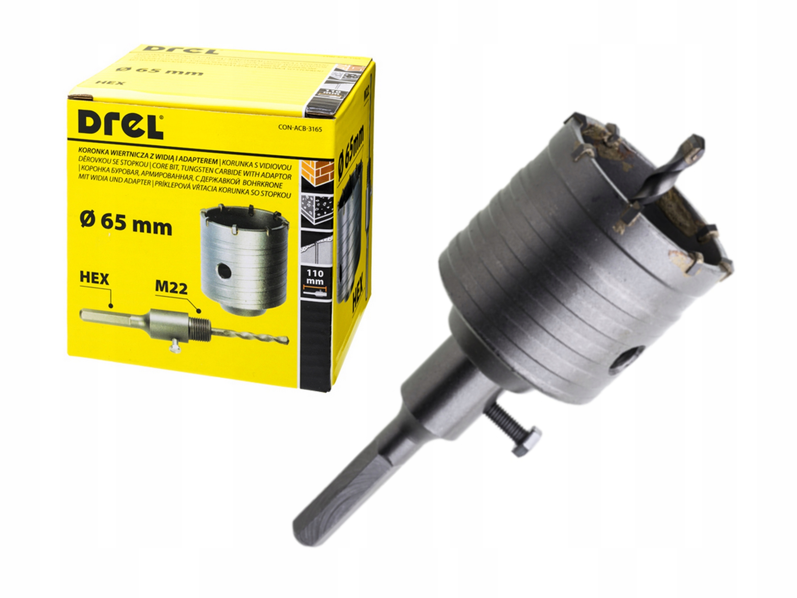 KORONKA WIERTNICZA Z WIDIĄ I ADAPTEREM 65mm HEX