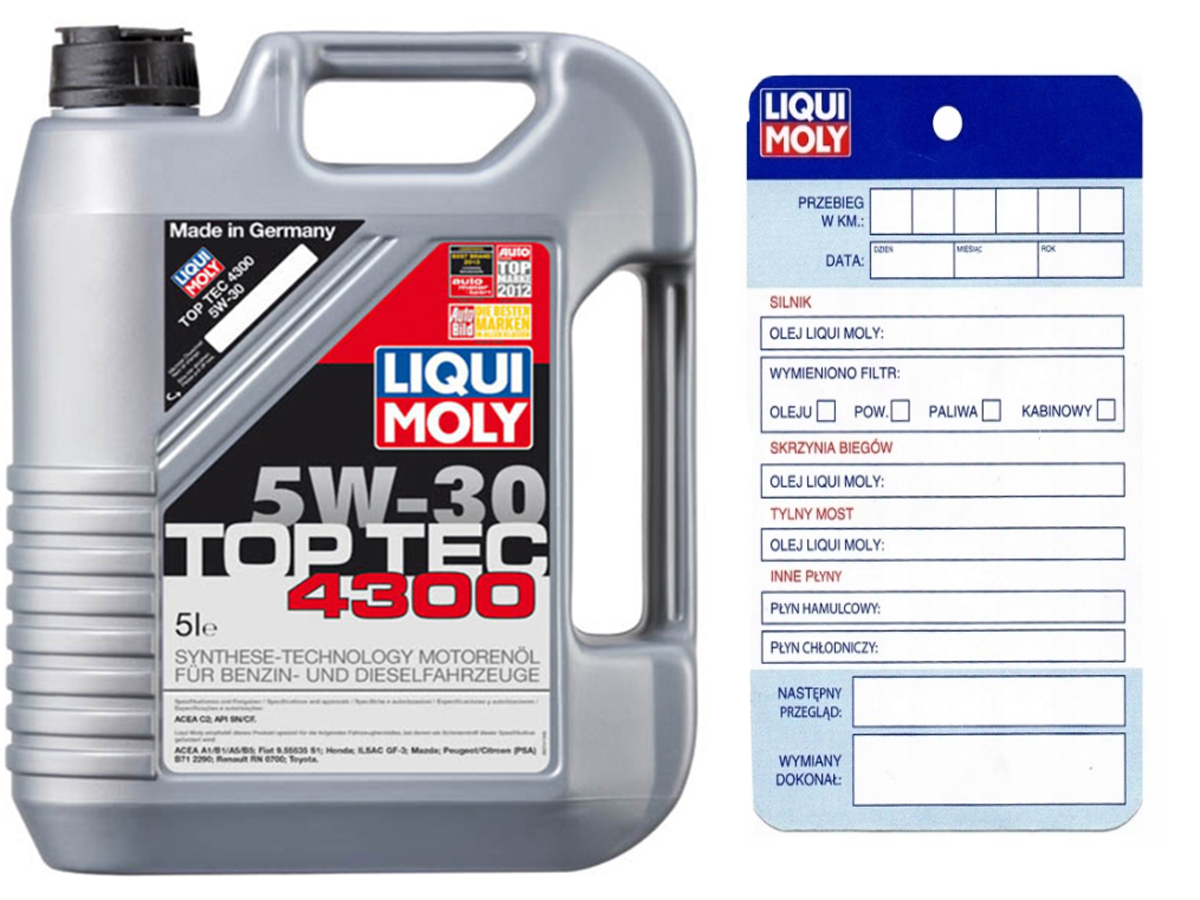 LIQUI MOLY TOP TEC 4300 5W30 do DPF/FAP Spulung Rodzaj syntetyczne