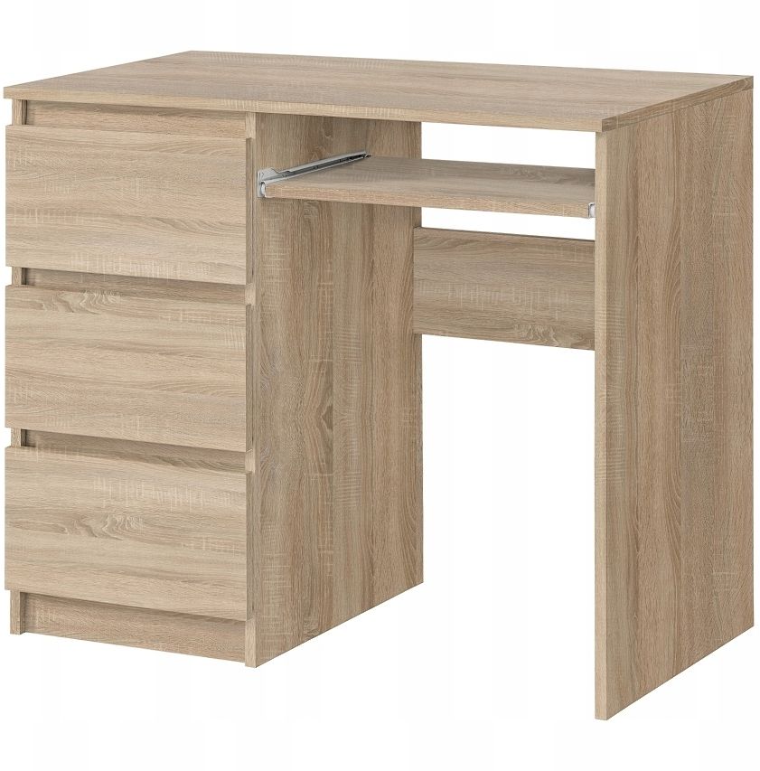Biurko komputerowe LEWE 3 szuflady DĄB SONOMA