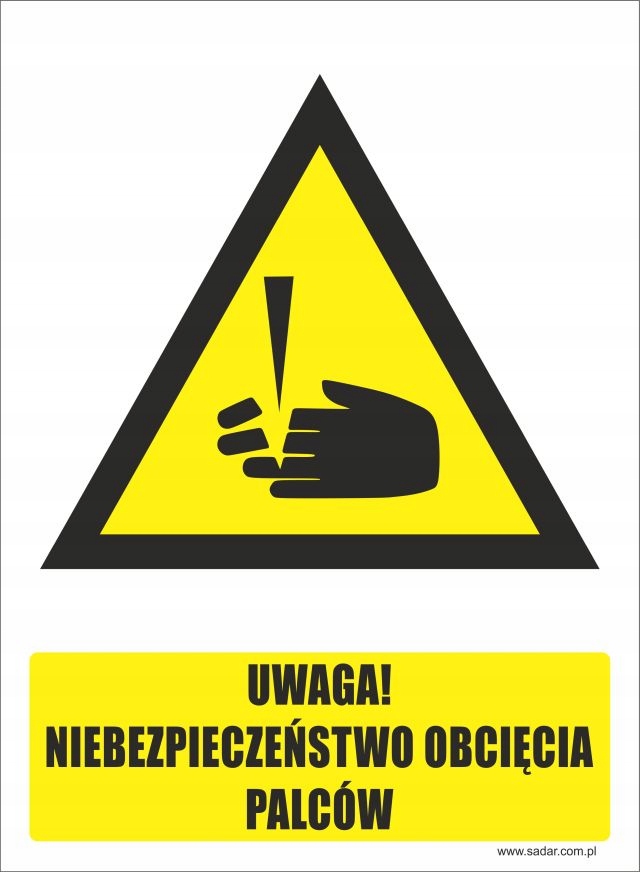 Tablica NIEBEZPIECZEŃSTWO OBCIĘCIA PALCÓW znak Kod producenta o-02