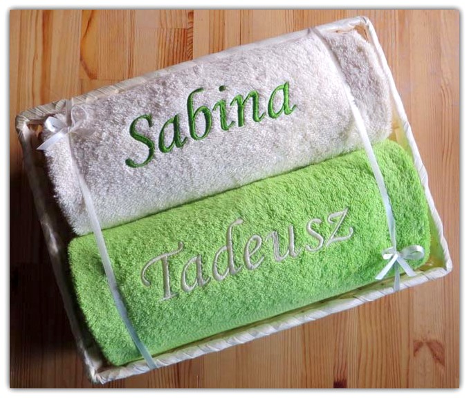 Ręczniki z IMIĘ w KOSZU kosz PREZENT ślub rocznica Z dedykacją Tak