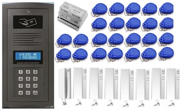 Domofon 8-rodzinny Elfon Optima breloki op-255r 8x unifon