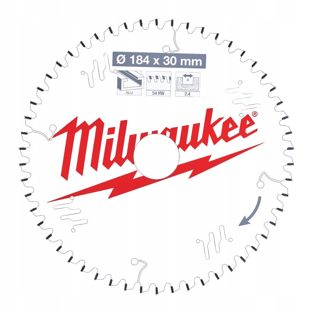 Milwaukee tarcza piła do aluminium 184mm 30mm 54z