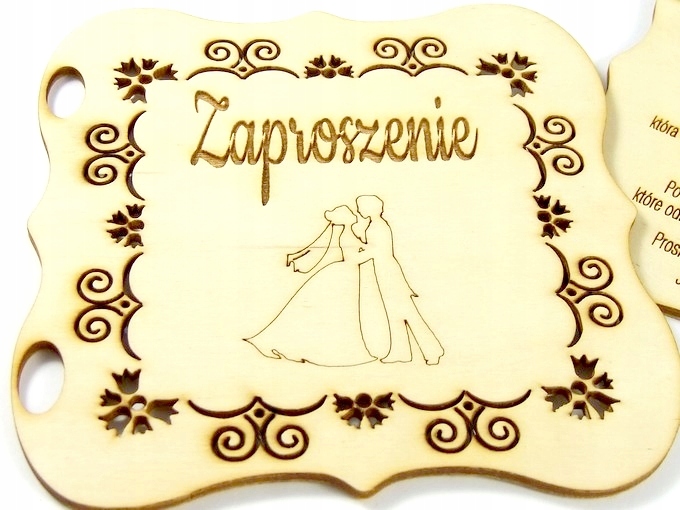 Zaproszenie Na Ślub Weselne Grawer Podwójne EXTRA Wykończenie papieru nie dotyczy