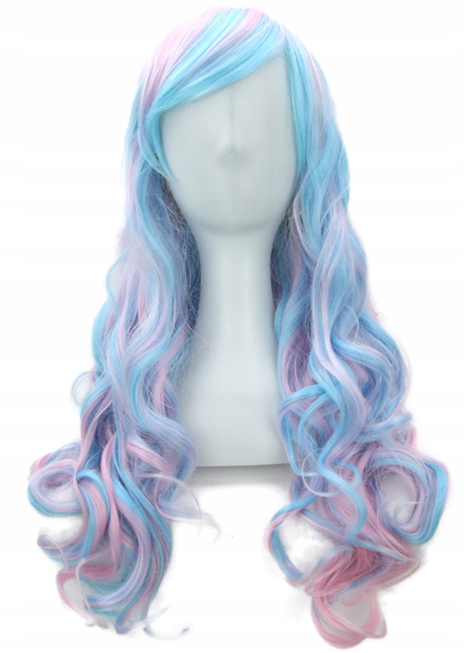 

Peruka Ombre Cosplay 70 CM Glam Rock Niebie-różowa