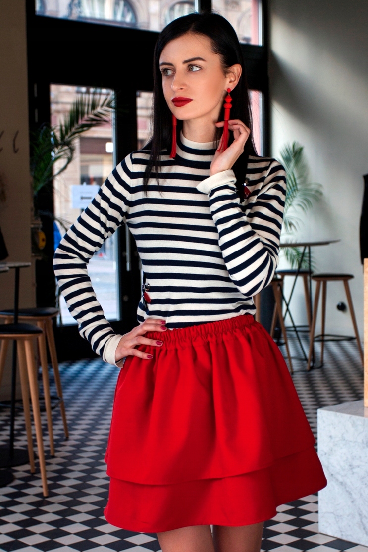 PL CZERWONA SPÓDNICZKA SPÓDNICA WARSTWY FALBANY Zapięcie brak