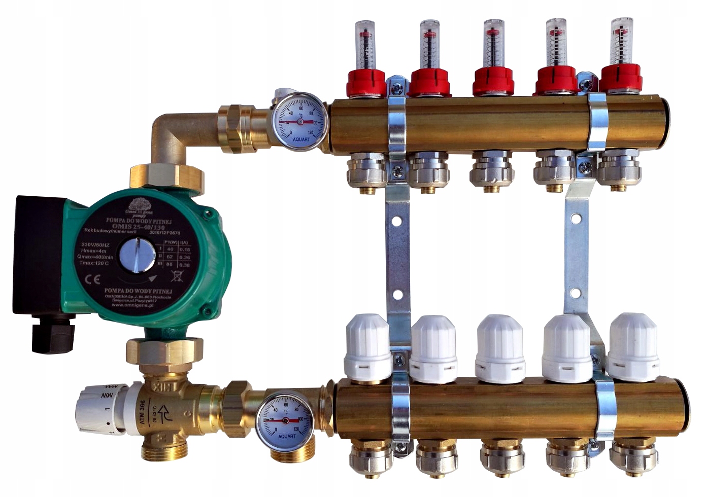 Rozdzielacz 4 ogrzewania podłogowego GRUPĄ POMPOWĄ MIESZAJĄCĄ do Podłogówki