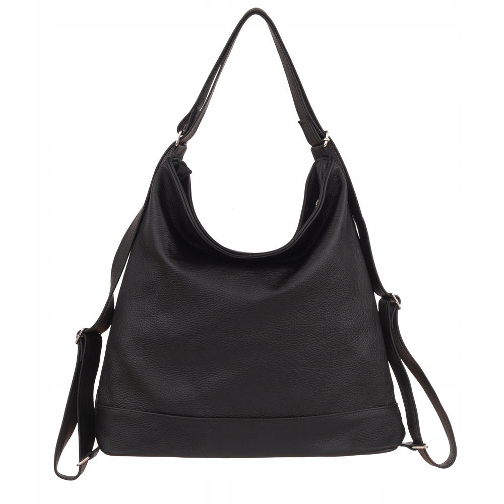 CZARNA SKÓRZANA TORBA SKÓRA TOREBKA PLECAK 2w1 WOREK SHOPPER