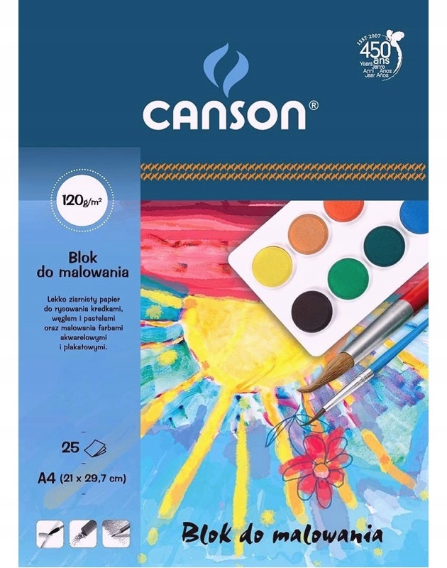 

Blok do malowania A4 Canson biały, 120 g, 25 ark