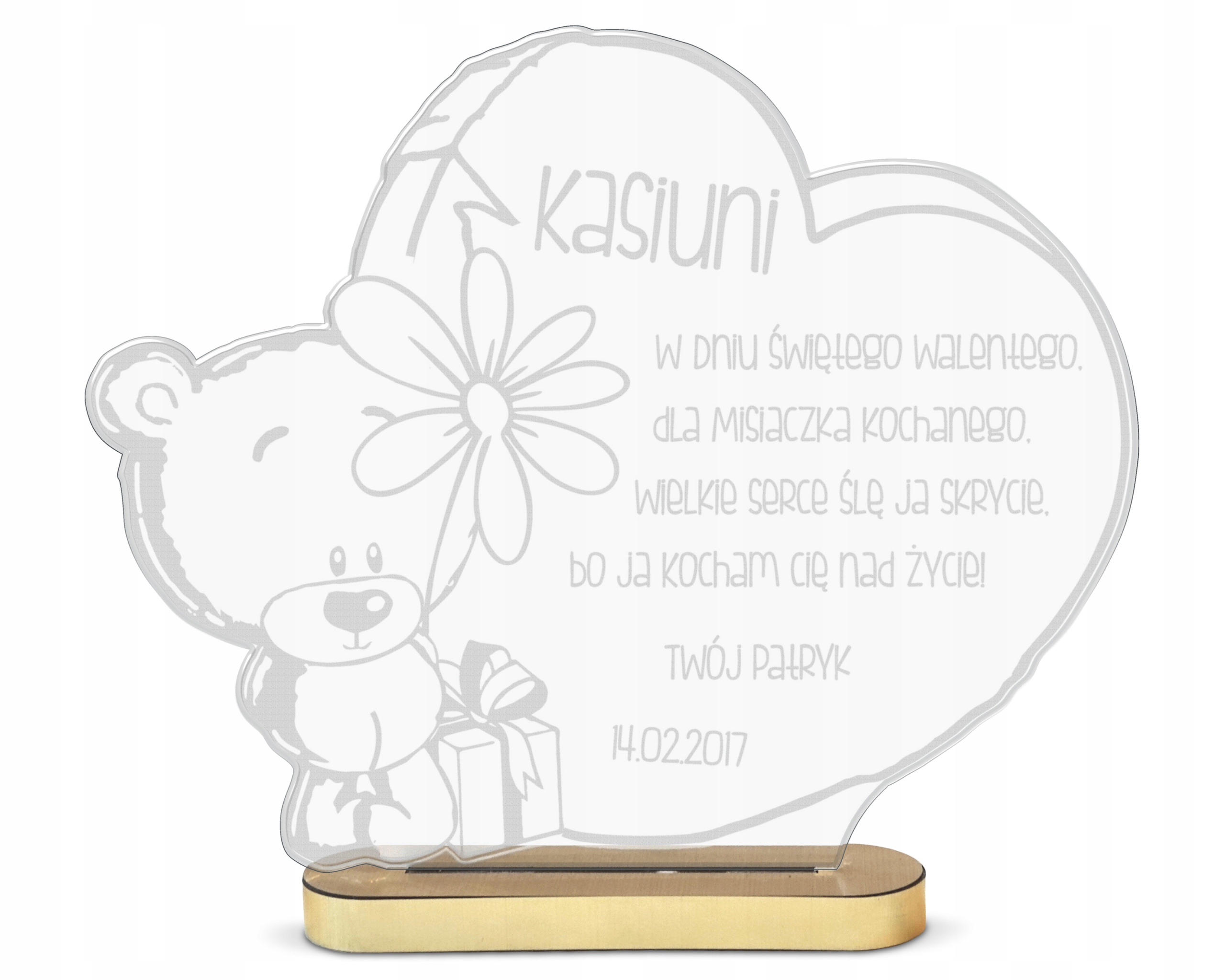 Prezent Walentynkowy Statuetka MIŚ z Twoim tekstem