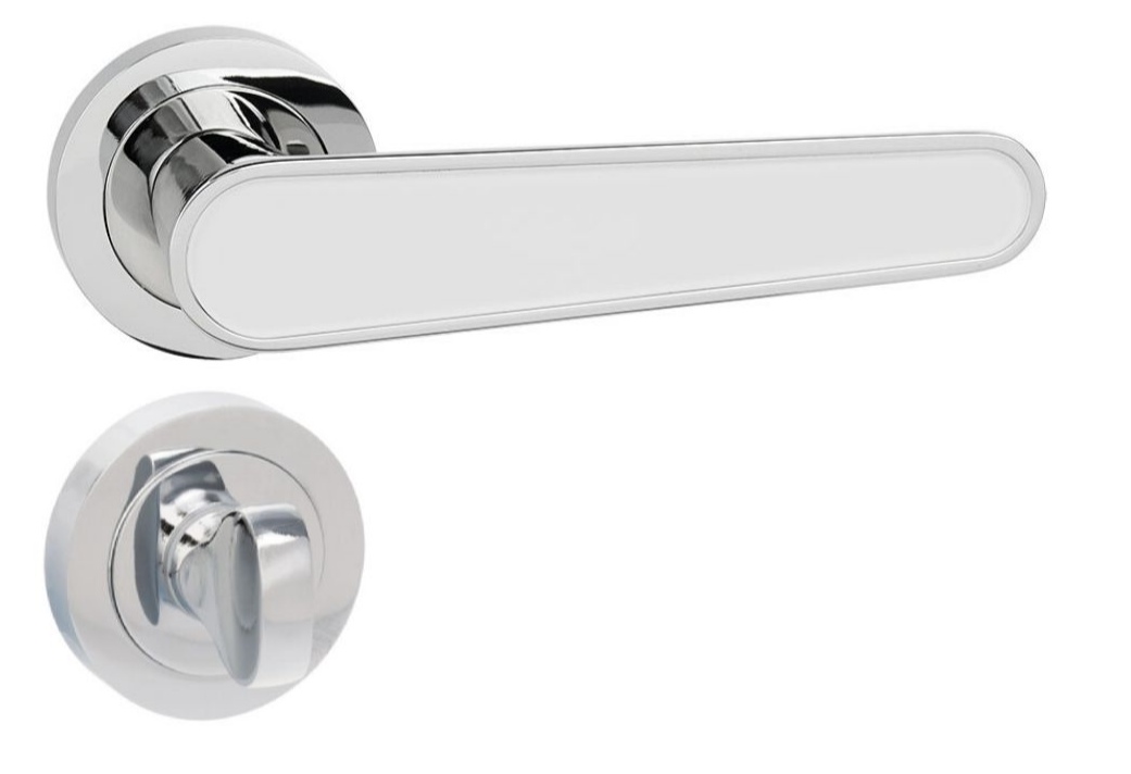 Klika Prima chrom/bílá s dolními rozetami pro Wc