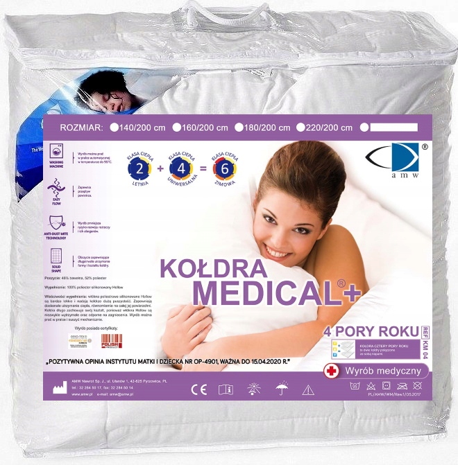 

Kołdra Medical 4 Pory Roku 180X200 180 Amw 95*C