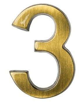 Cyfra mosiężna samoprzylepna PATYNA 5cm, numer 3