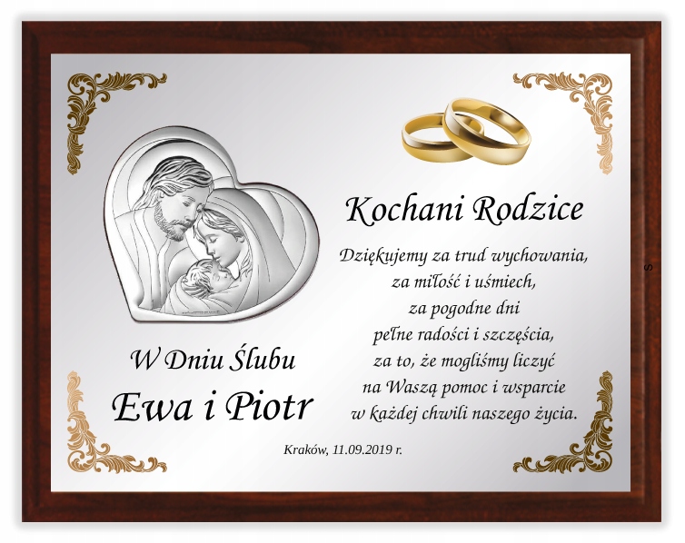 

Podziękowania Dla Rodziców Mamy Obrazek Srebrny XL