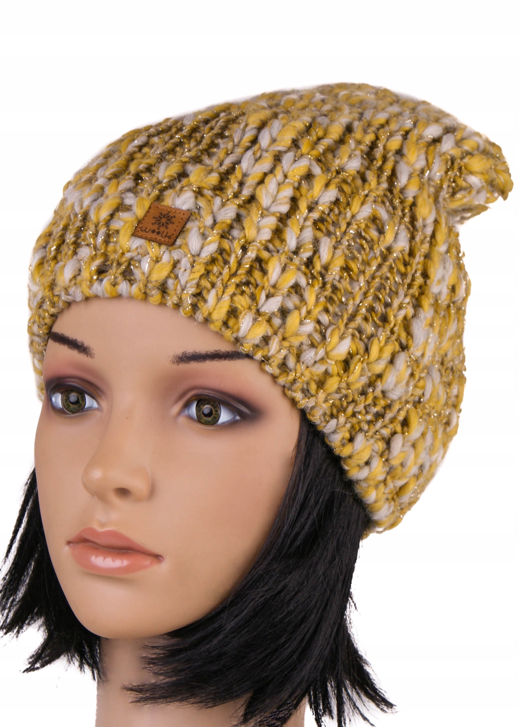 

Czapka Zimowa Musztardowy Woolk Baflo Wełna Żółty